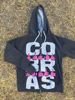 Cobra Middle Finger Graphic Sweatshirt Hoodie Fleece Lining Size S
